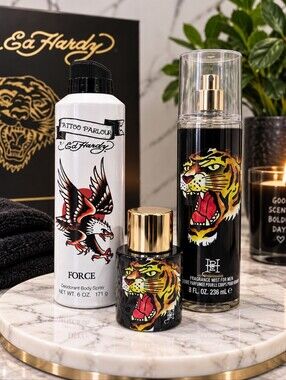 Ed Hardy Tattoo Parlour Body Spray and Perfume Set - Black